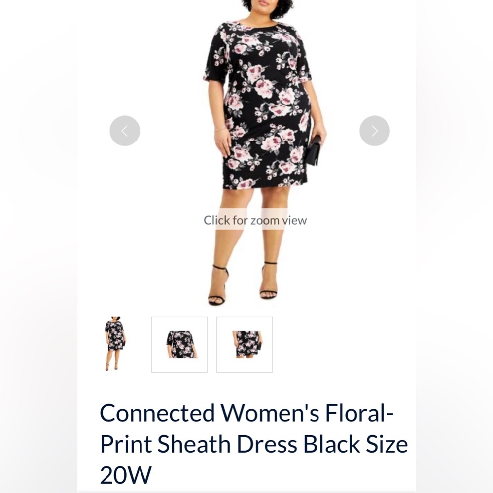 Connected apparel 20W floral dress with thigh slit